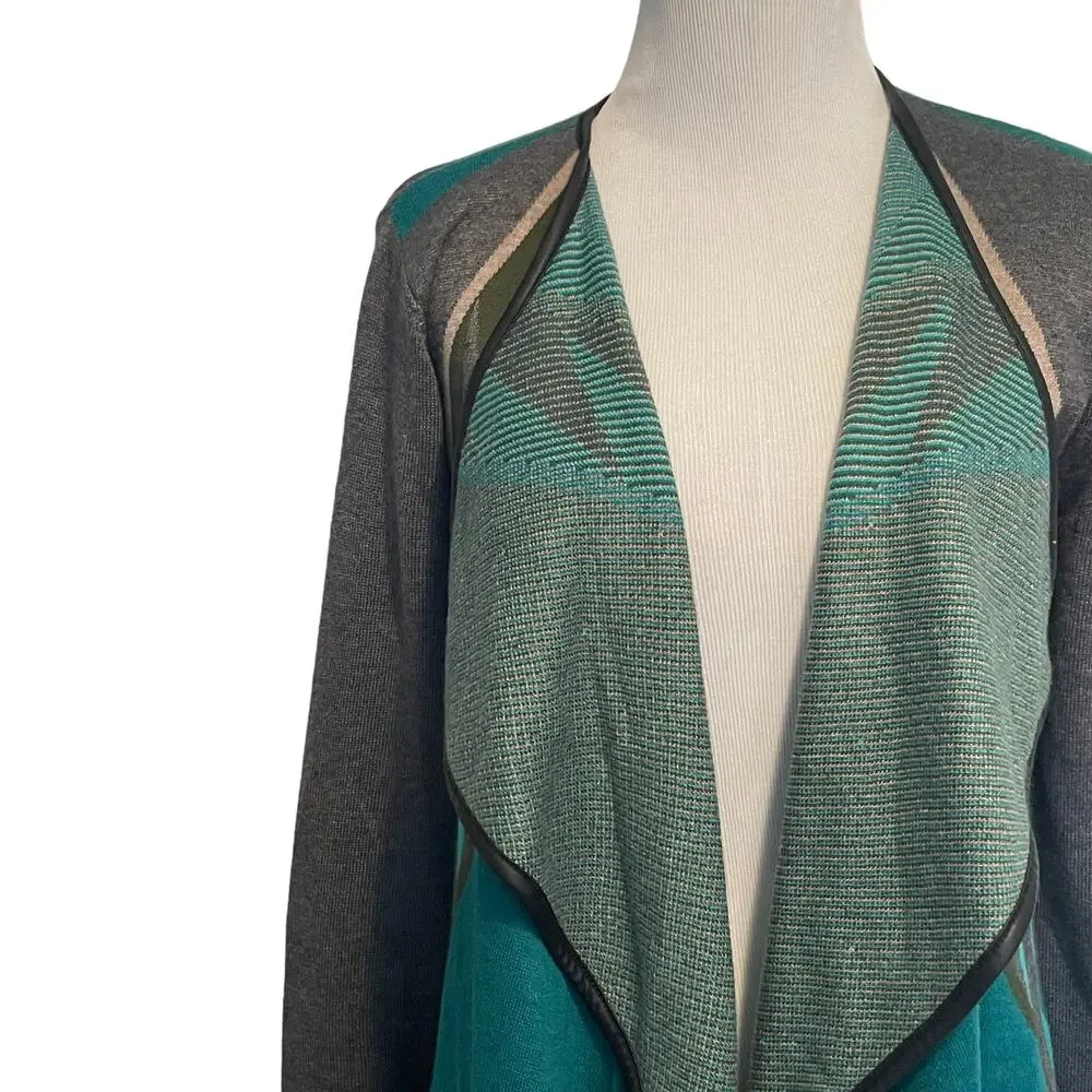 Alberto Makali Wool Blend Open Cardigan Women's Size Medium Green Gray Drapey - Picture 3 of 7